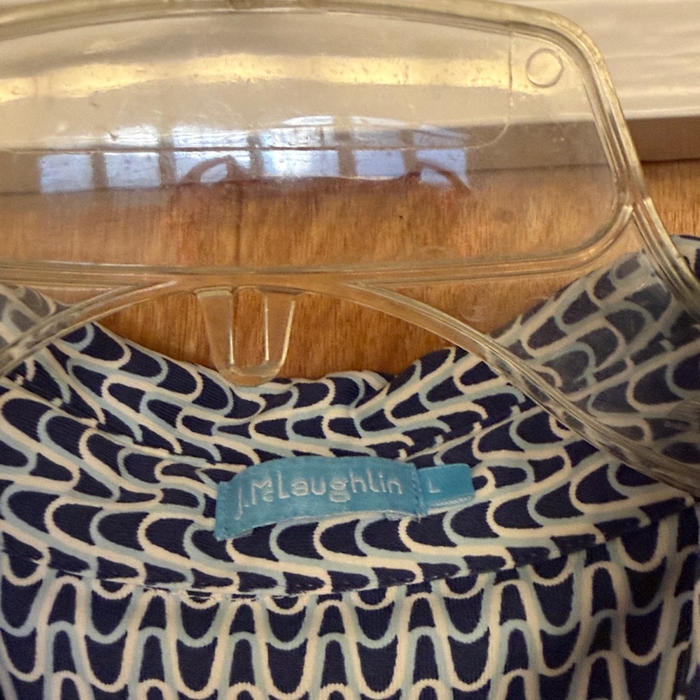J Mclaughlin Lawrence Tunic Shirt Dress in Navy/Light Blue Shoreline large - Picture 4 of 7